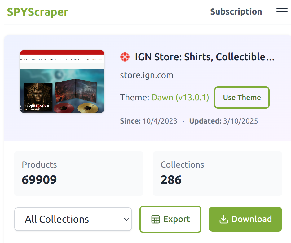 SPYScraper Extension Screenshot